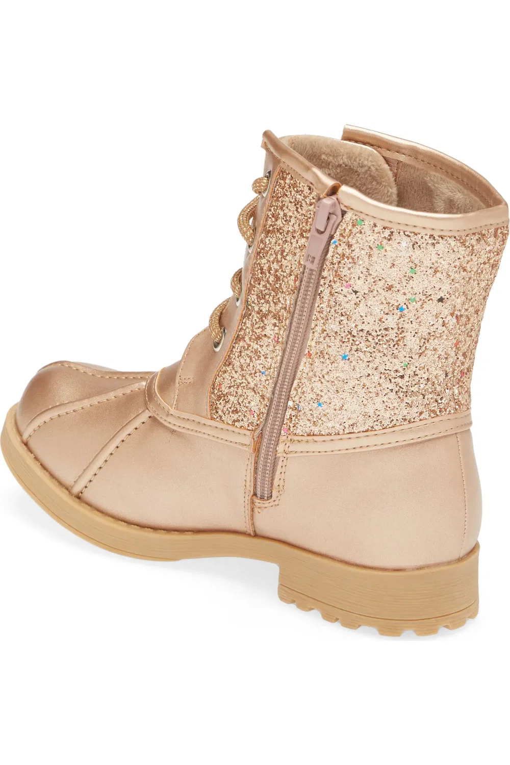 Детские ботинки утиный нос с блестками Glitter Duck Boot DREAM PAIRS, Rose/Gold — фото 2