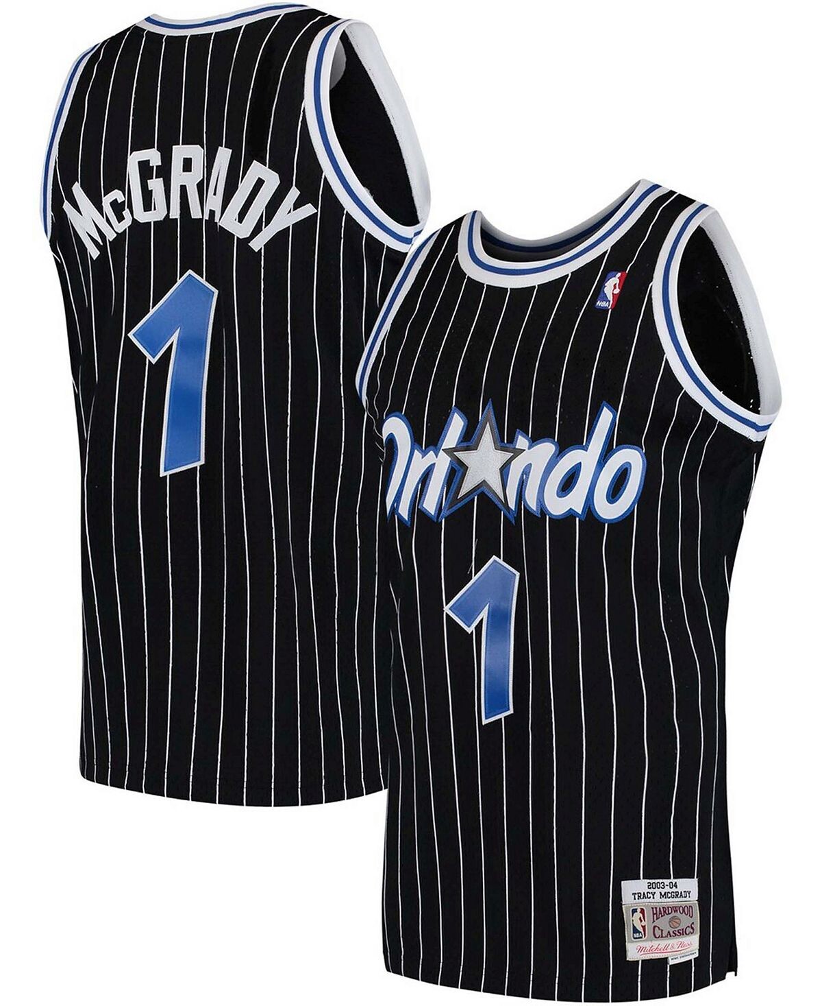 

Мужская футболка tracy mcgrady black orlando magic 2003-04 hardwood classics swingman jersey Mitchell & Ness, черный