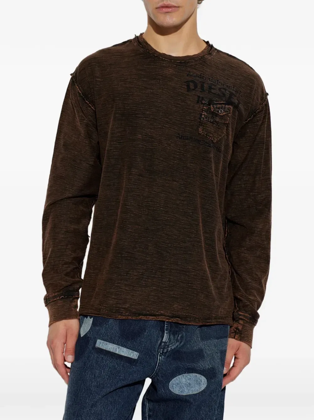 Футболка T-Ardy-Ls с состаренным логотипом Diesel, коричневый — фото 3