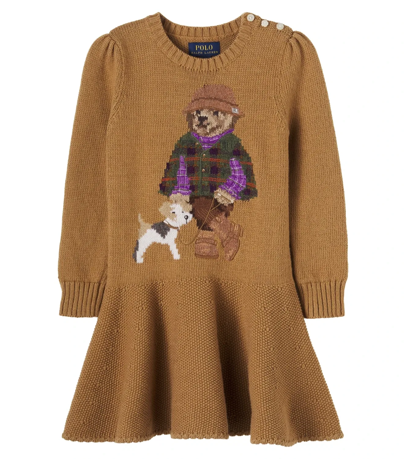 Платье хлопковое Polo Bear Polo Ralph Lauren Kids, бежевый