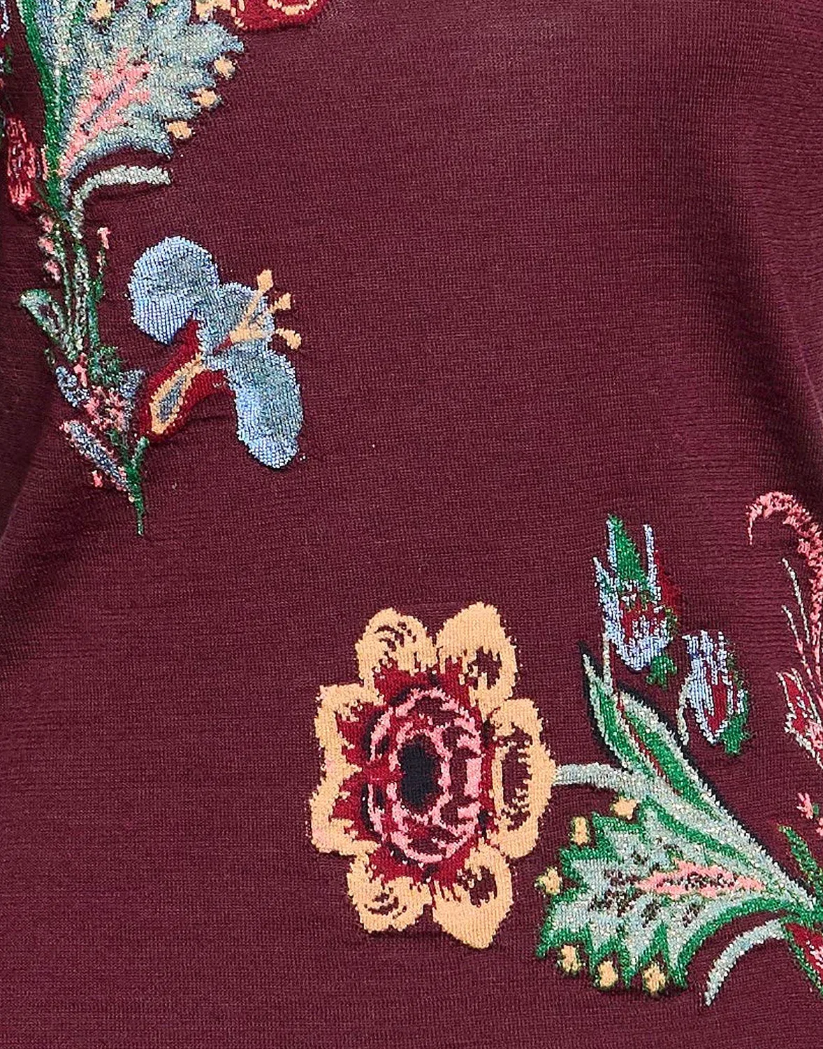 Женский джемпер с цветочным принтом Etro, бордовый — фото 4