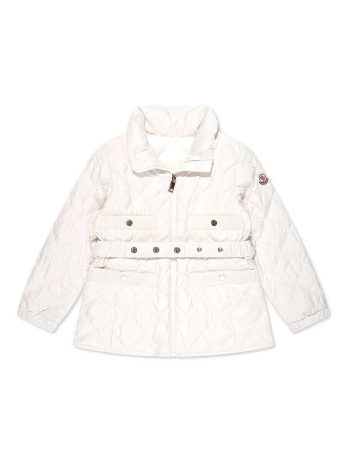 

Moncler Enfant стеганый пуховик с поясом, белый