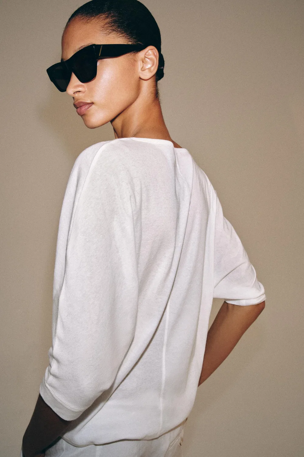 Хлопковая футболка Henley ZARA, White — фото 3