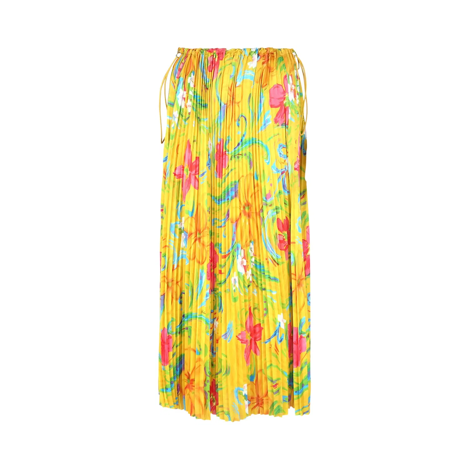 Юбка плиссированная Floral-Print Drawstring Midi Balenciaga, Yellow