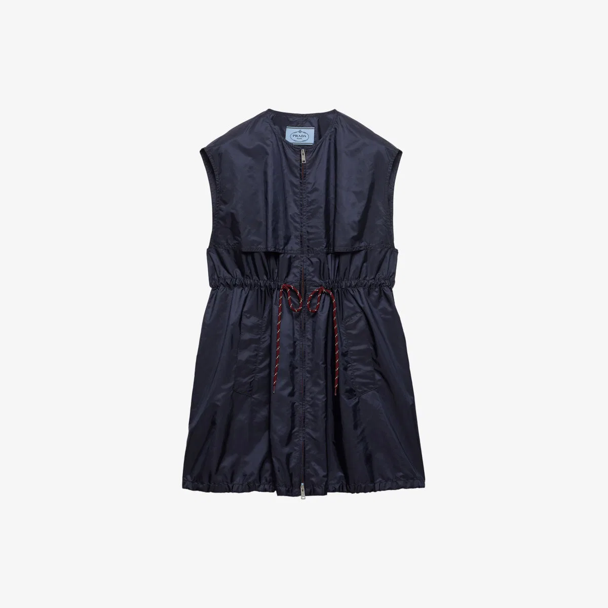 Легкое тканое мини-платье без рукавов из нейлона re-nylon Prada, синий