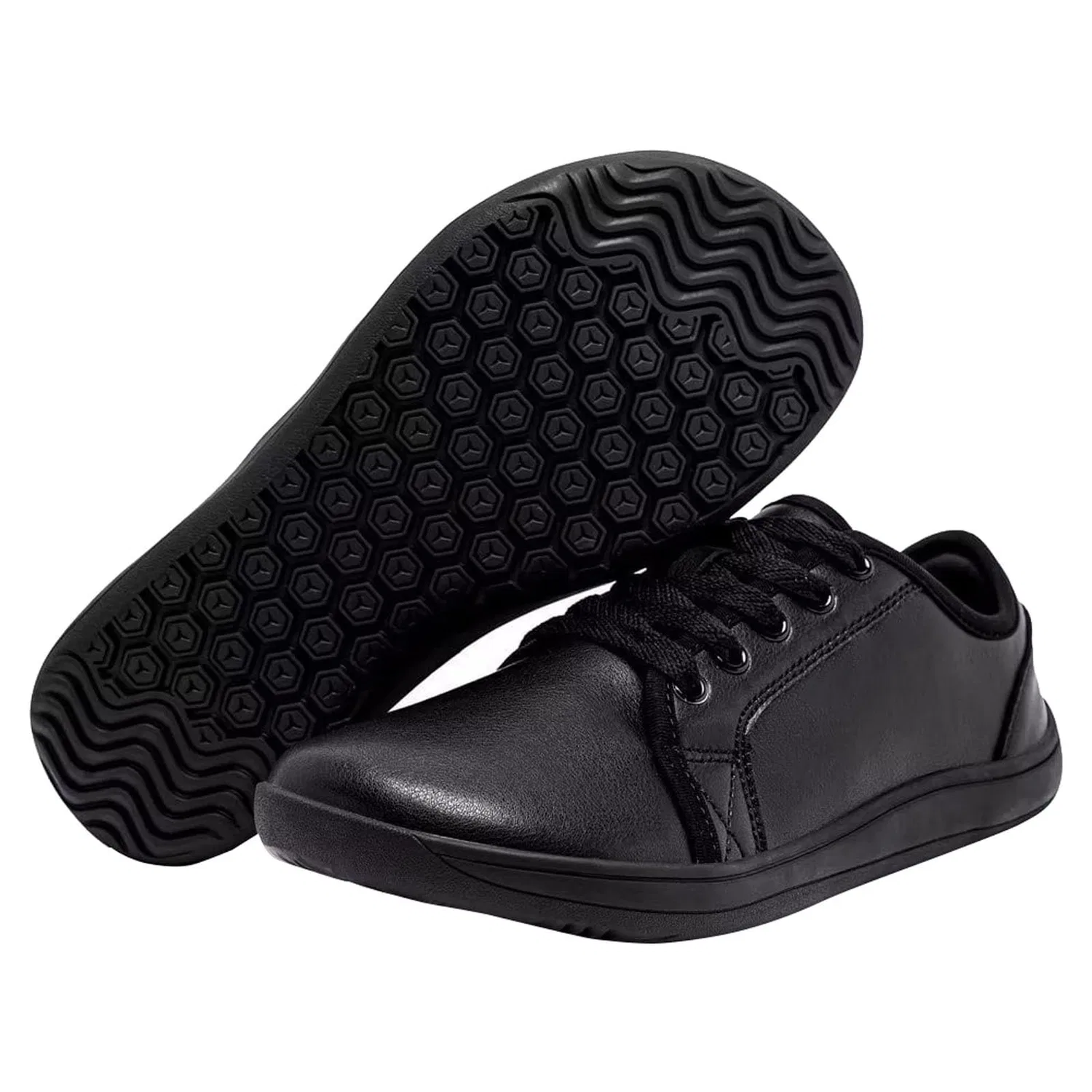 Детские босоногие кожаные кроссовки с нулевым падением подошвы LinRim, Black