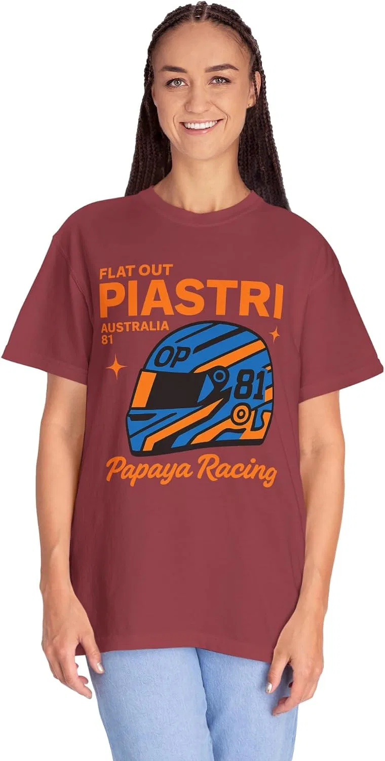 Женская футболка с принтом гоночного шлема Piastri Comfort Colors, Chili — фото 4