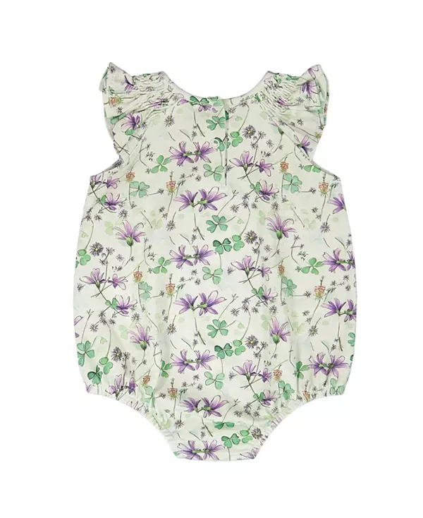 Детский боди-комбинезон для девочек с принтом Deux Par Deux, Green Floral Print — фото 2