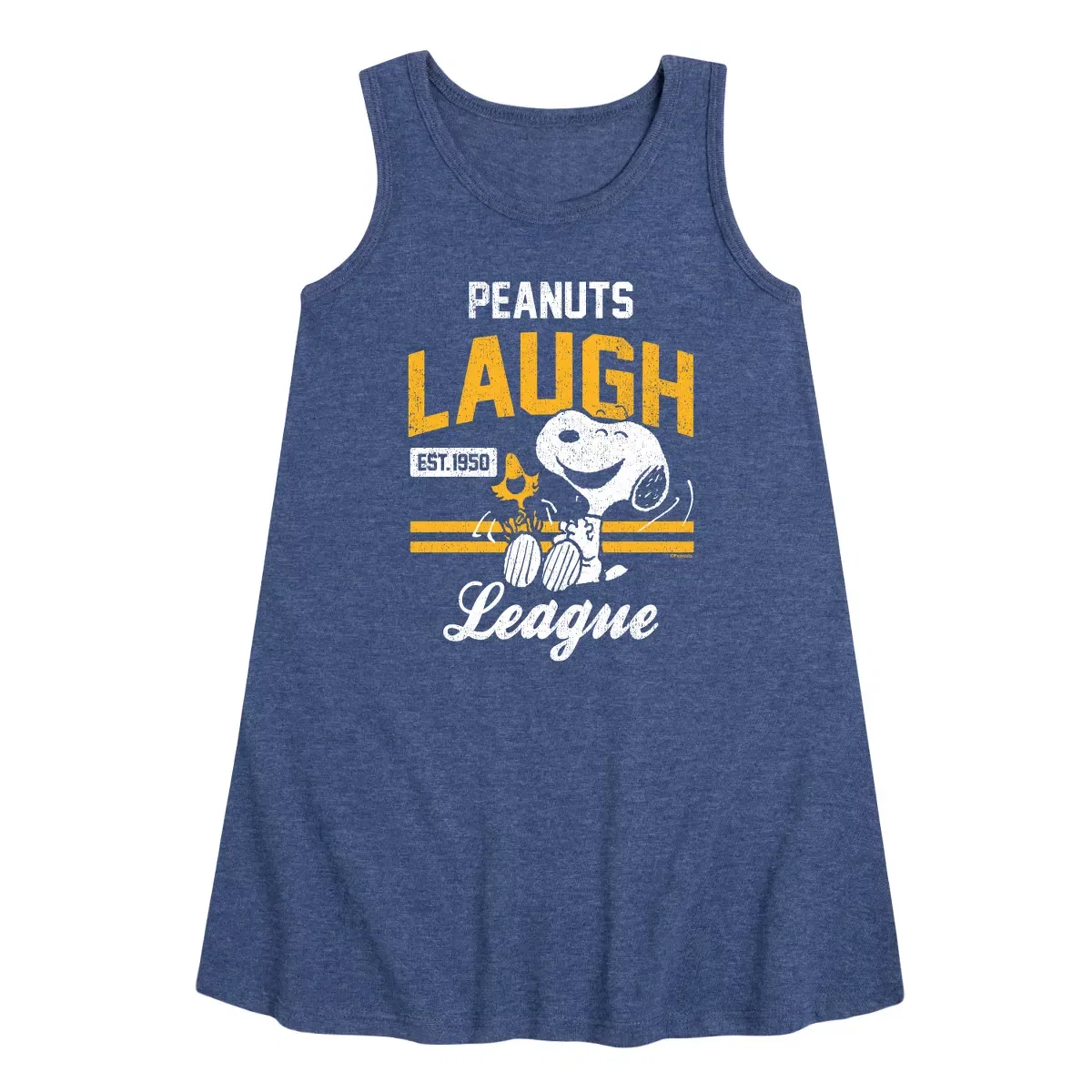 Детское платье-трапеция без рукавов Peanuts Laugh League Peanuts, Heather Navy