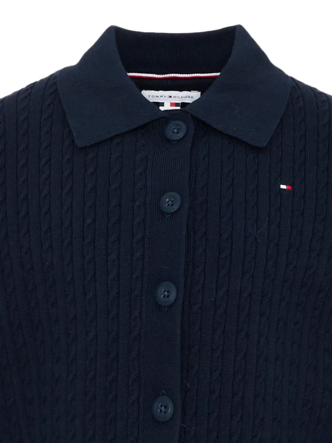 Кардиган фактурной вязки с воротником поло Tommy Hilfiger Junior, синий — фото 3