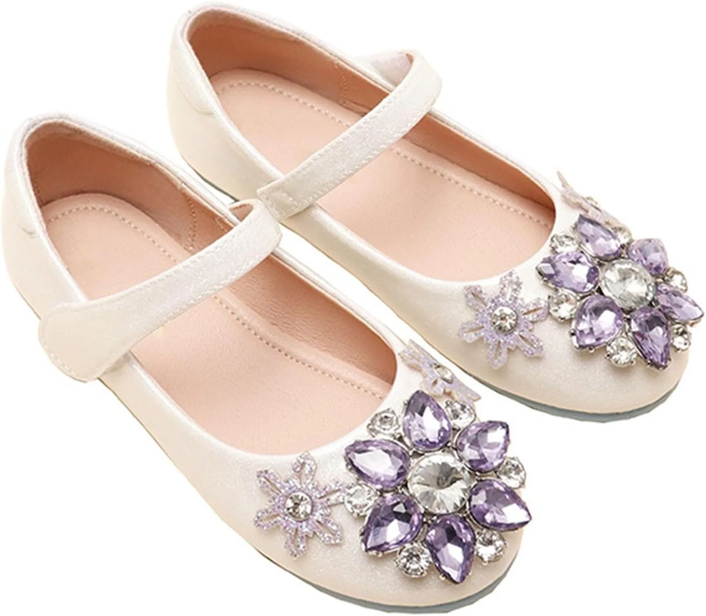 Детские туфли для девочек с кристаллами Princess Shoes, White