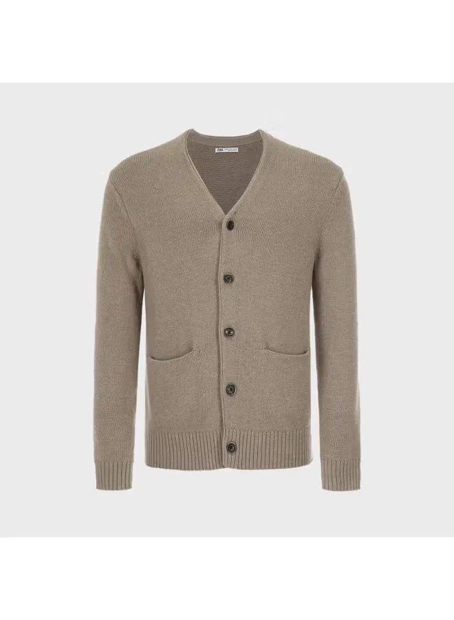 Кардиган с V-образным вырезом Zara, светло-ореховый — фото 2
