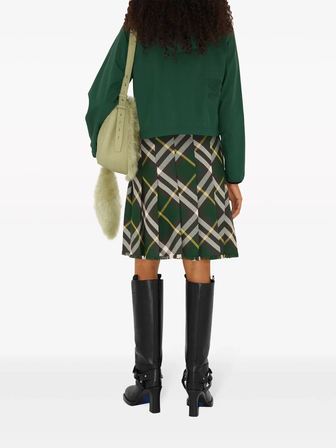 Юбка в клетку из шерсти Burberry, темно-зеленый — фото 2
