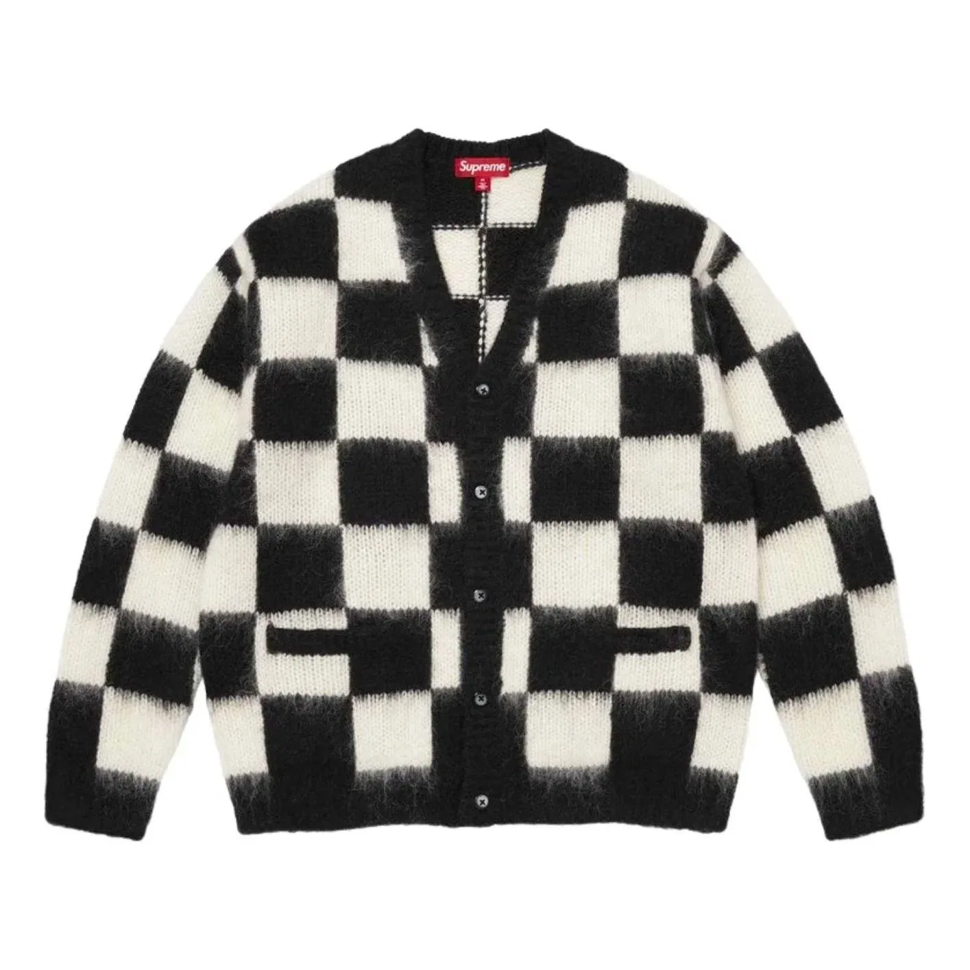 Мужской жакет с шахматным принтом Supreme SS26 Checkerboard Cardigan, черный