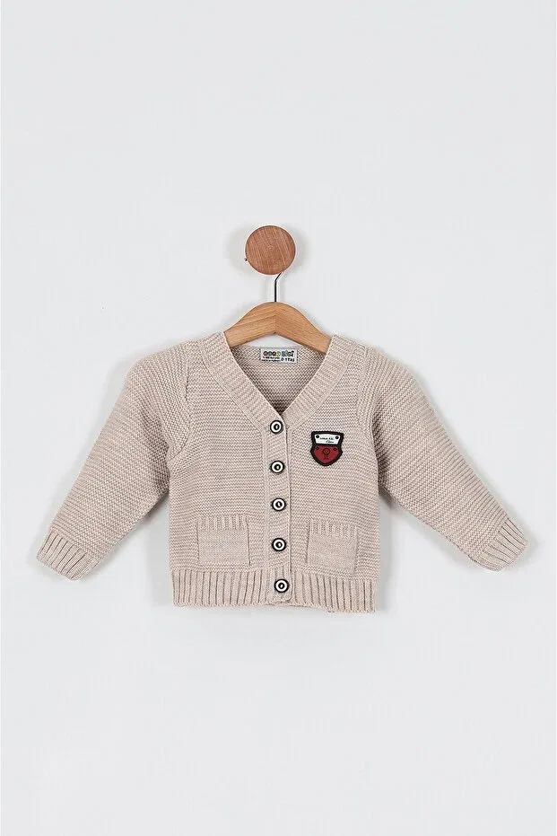 Детский кардиган для мальчиков с вышивкой Babynova, Beige Babynow