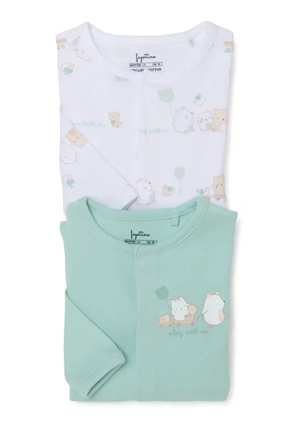 Комплект из двух спальных мешков с застежкой, хлопок, Twin pack with snap closure, Ovs, white, green, белый/зеленый — фото 4