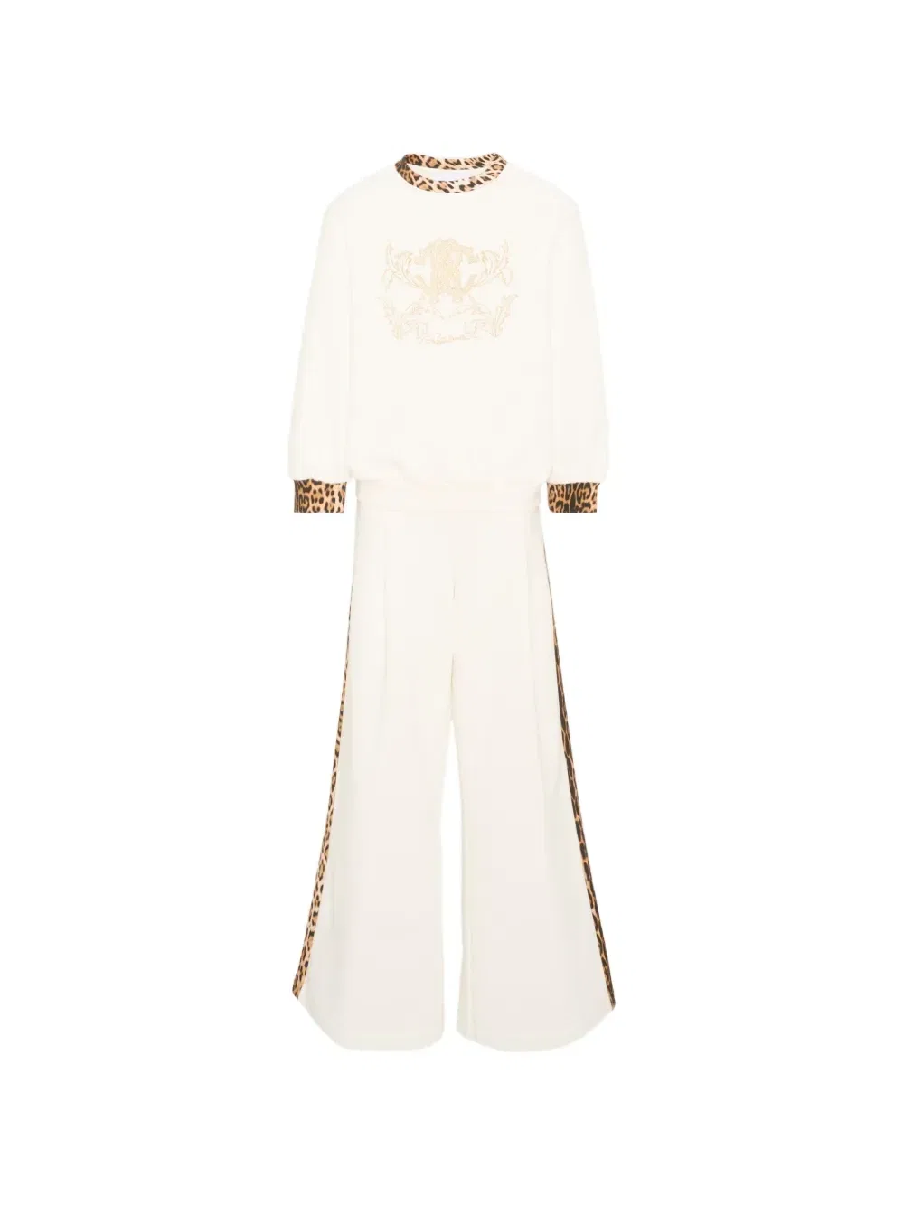 Спортивный костюм с вышивкой и леопардовым принтом Roberto Cavalli Junior, белый