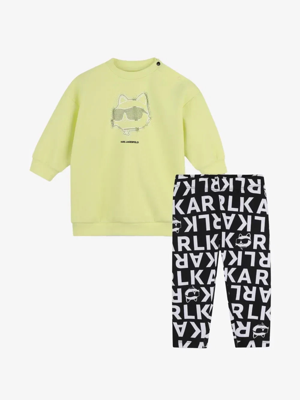 Спортивный костюм Choupette со стразами и логотипом Karl Lagerfeld Kids, зеленый
