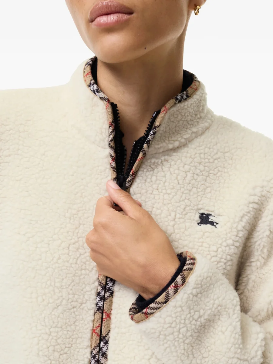 Куртка Burberry укороченная из флиса, бежевый — фото 3