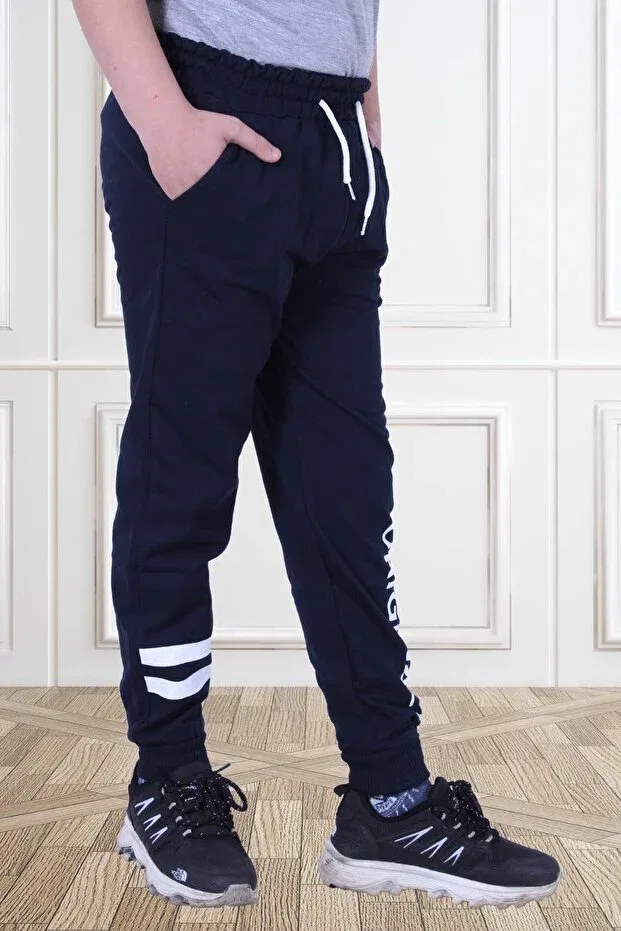 Детские спортивные штаны для мальчиков с принтом Fyk Collection, Navy Blue — фото 3