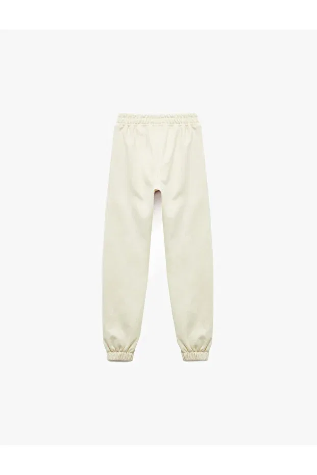 Детские спортивные штаны для девочек хлопковые с принтом Koton, Beige — фото 4