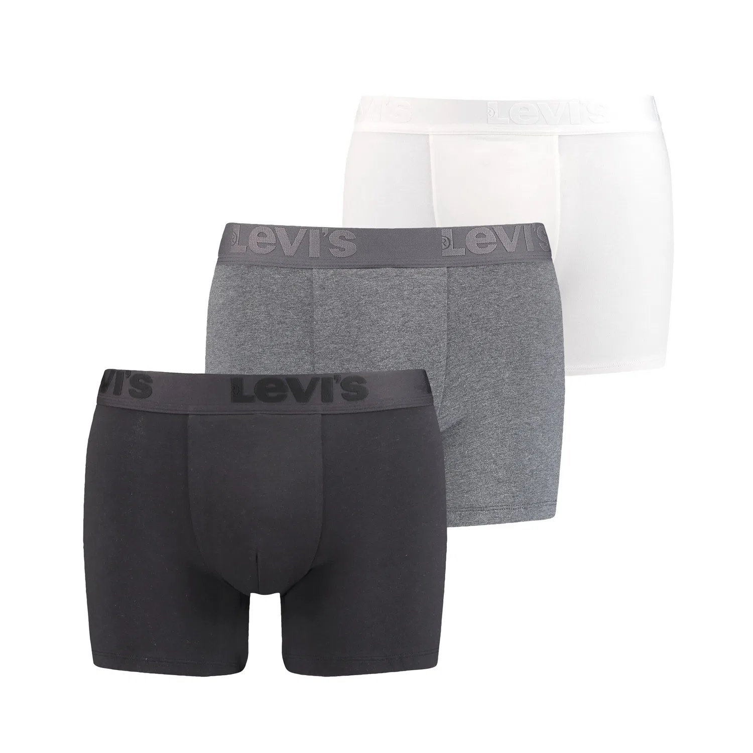 Мужские боксеры из 3 предметов с комфортным поясом Levi's, White/Anthracite Melange/Black