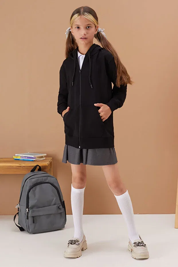 Детский кардиган для девочек с капюшоном Cansın Mini, Black