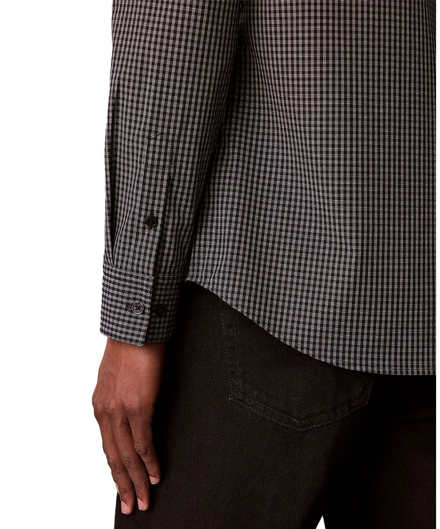 Мужская рубашка с принтом Gingham Supima Stretch Regular-Fit Calvin Klein, Dark Sapphire — фото 4