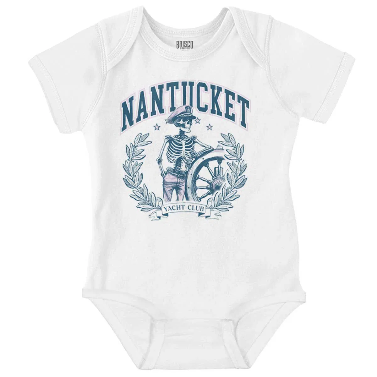 Детский боди-комбинезон с коротким рукавом Nantucket Yacht Club Skeleton Captain Brisco Brands, White