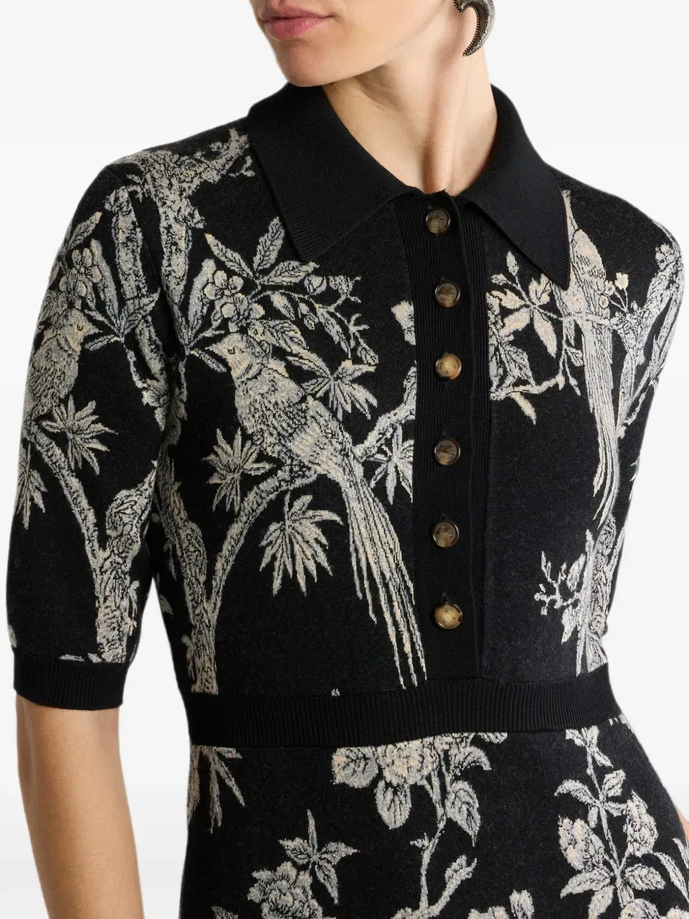 Жаккардовое платье-рубашка миди Etro, черный — фото 4