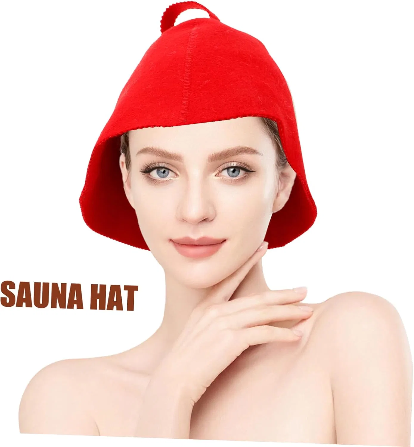 Сауна шапка, Шапочка для душа, 3 шт, Войлок, SEWOART, Red — фото 3