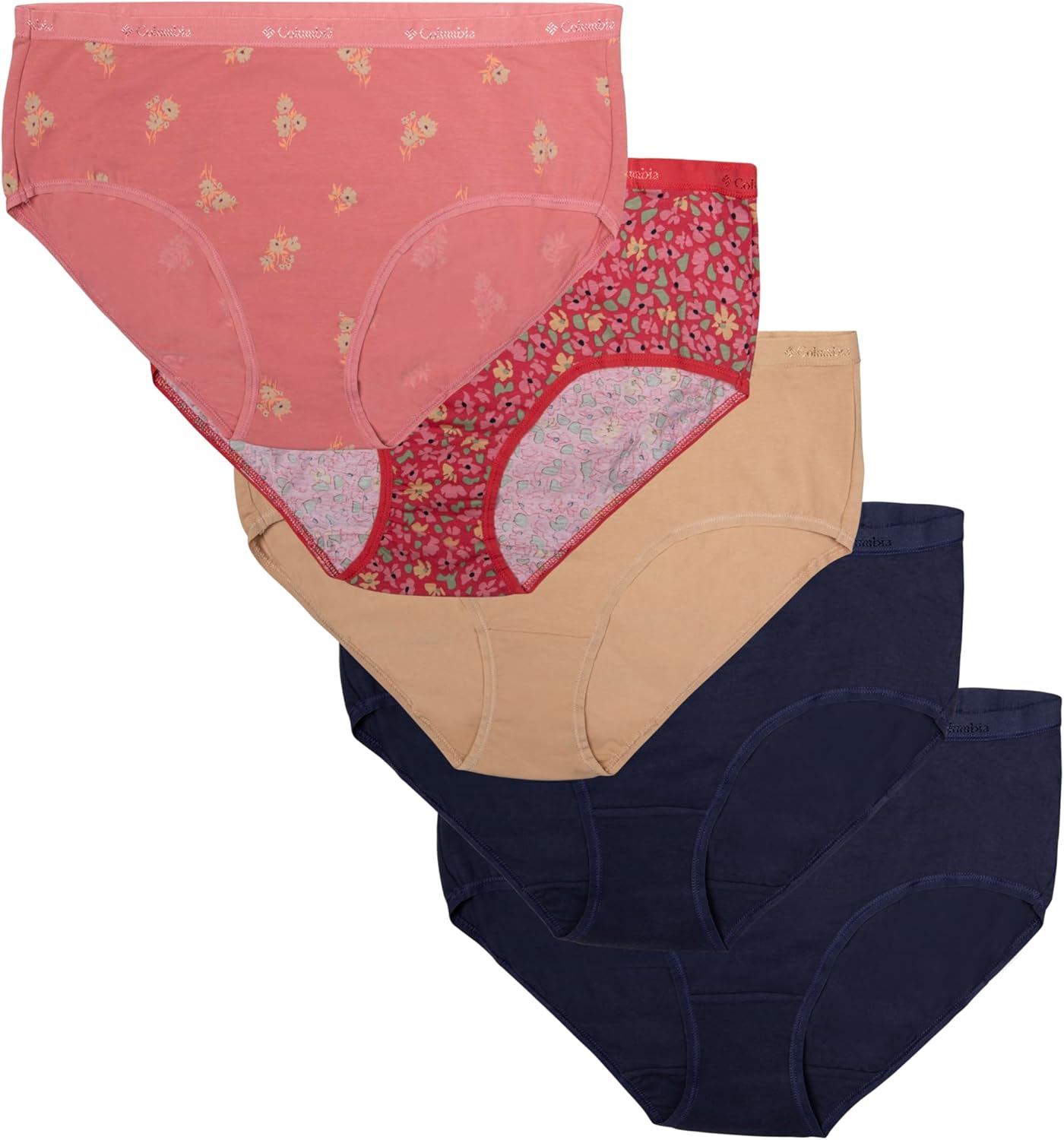 

Columbia женские трусы 4-way Stretch Cotton, 5 штук, Fig Floral Assorted