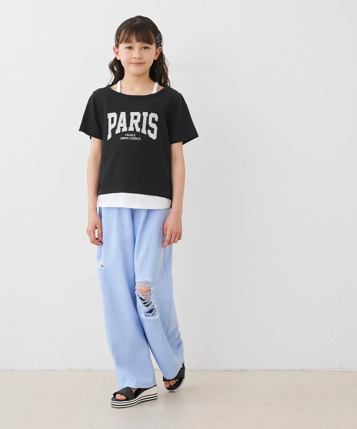 Coca（coca） Детская футболка с длинным рукавоми принтом, Layered T-Shirt, coca, Black — фото 2