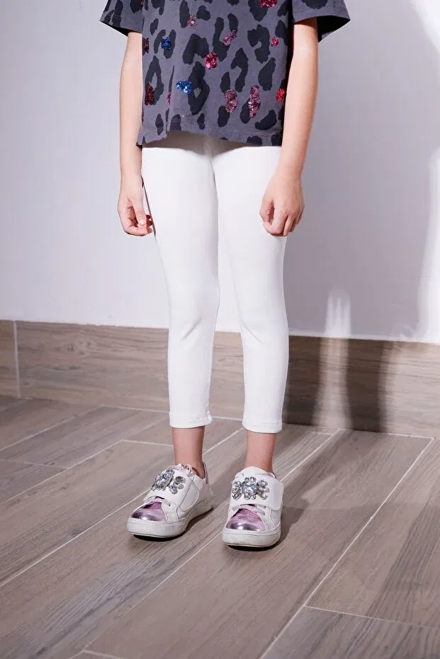 Детские леггинсы для девочек органические Basics Pour La Riviere, Off White — фото 4