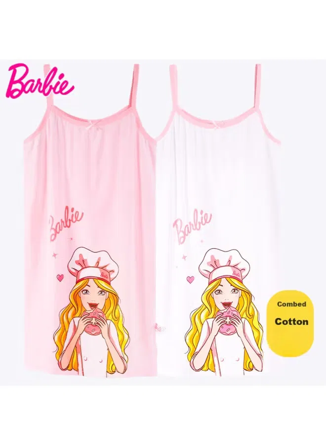 Ночная сорочка тонкая из чистого хлопка для девочки x6210b Barbie, розовый — фото 2