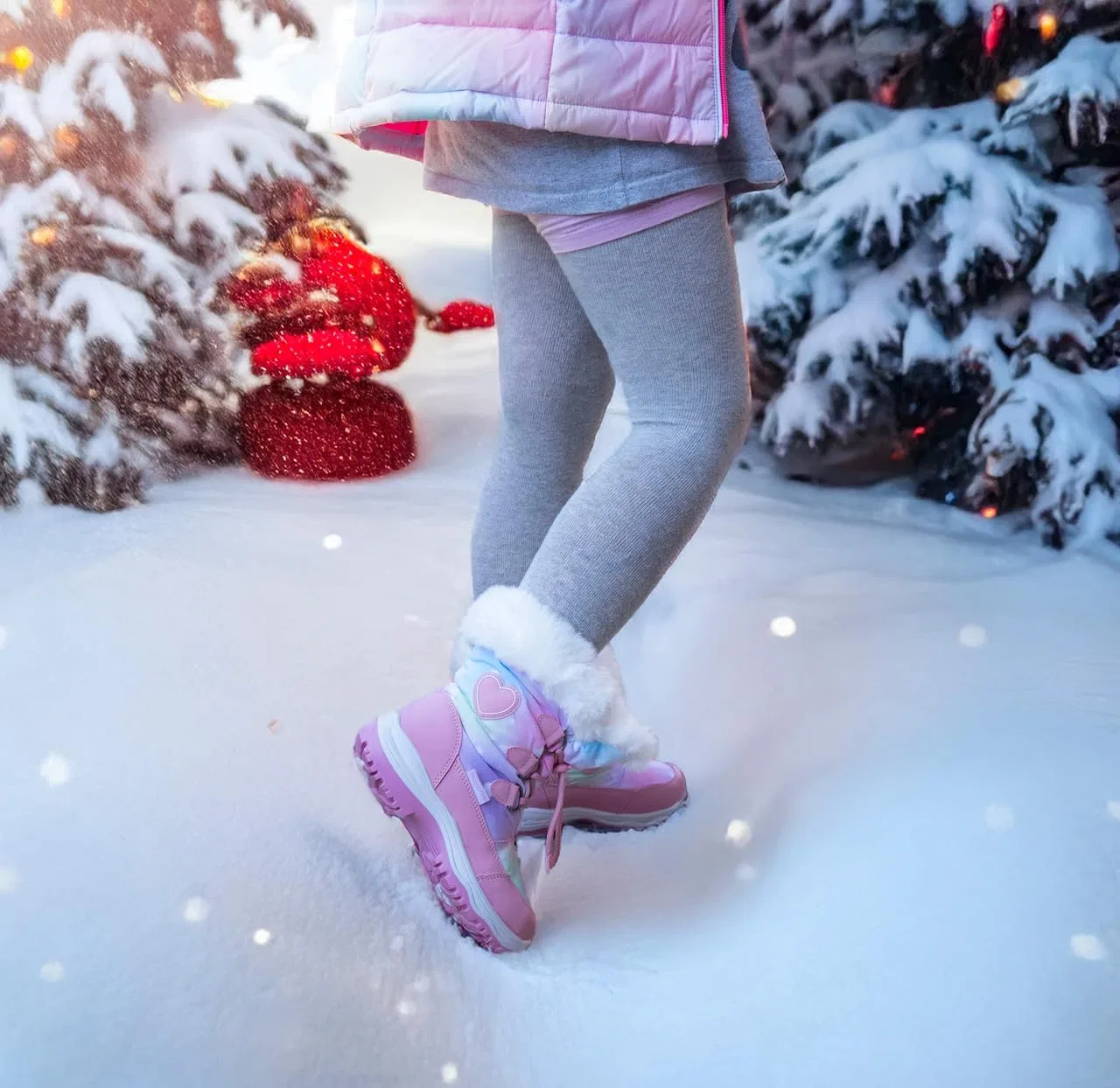 Детские зимние снежные ботинки с подсветкой Nova Mountain Light Up для мальчиков и девочек Nova Footwear, Pinkmulti — фото 2