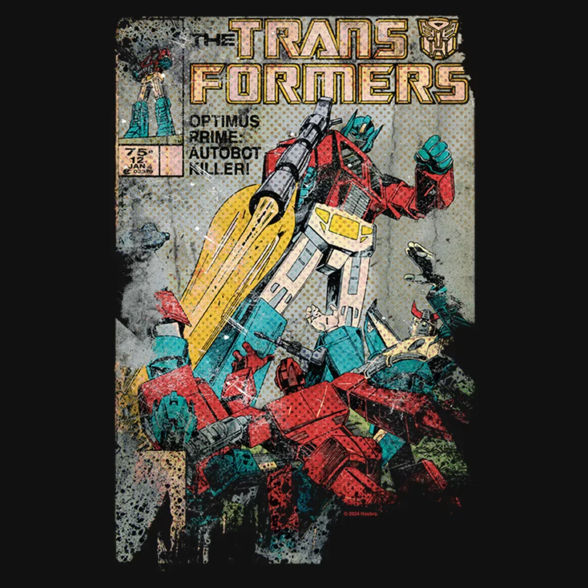 Детская футболка с принтом Distressed Optimus Prime Autobot Killer Transformers, Black — фото 2