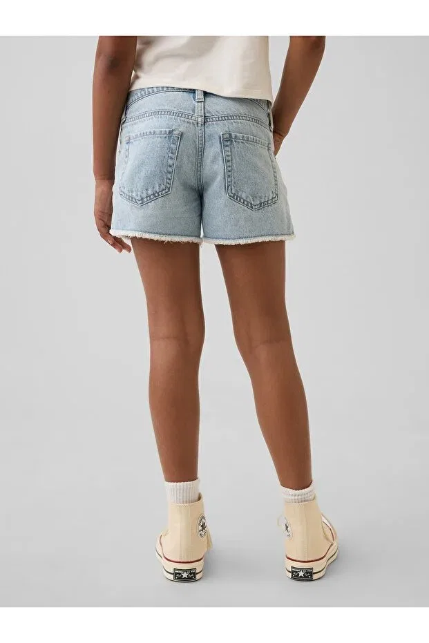 Детские шорты для девочек джинсовые с заниженной талией Gap, Light Blue000 — фото 3