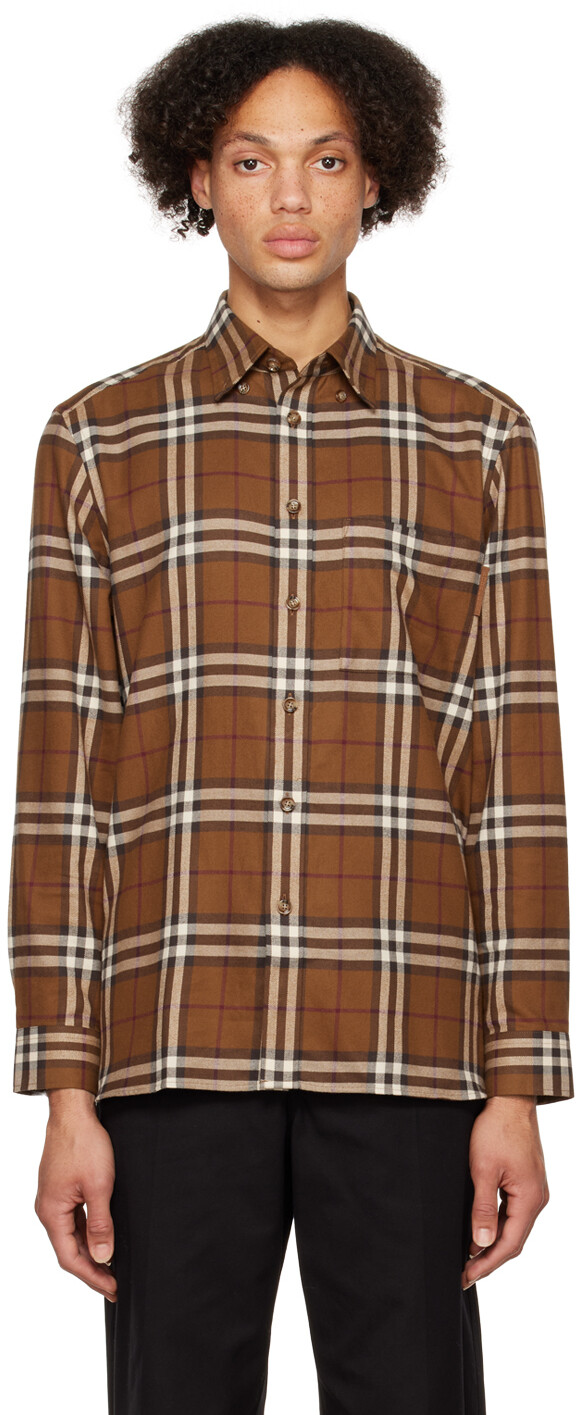 

Коричневая рубашка с воротником на пуговицах Burberry
