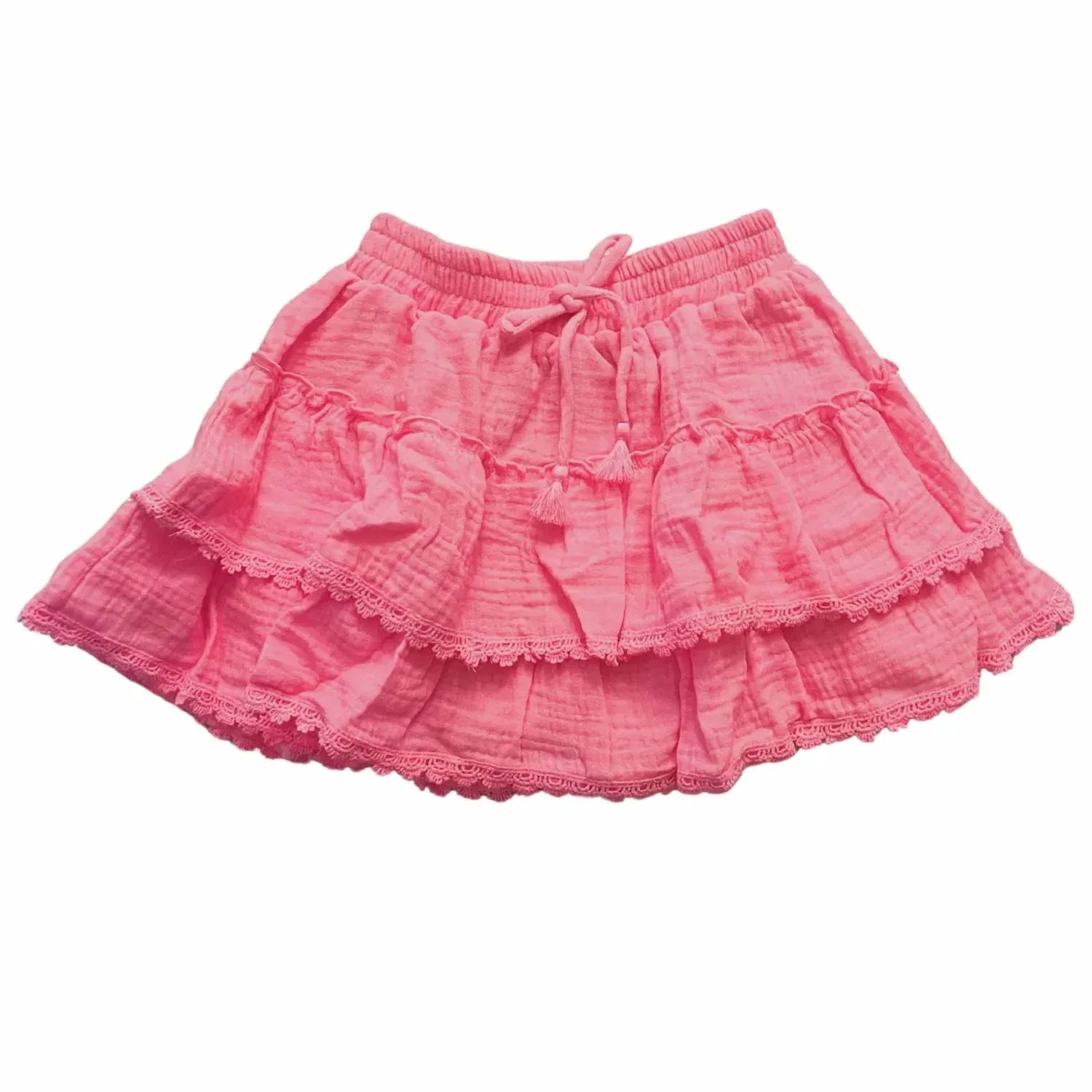 Детская юбка с кружевной отделкой и оборками Gauze Lace flowers by zoe, розовый
