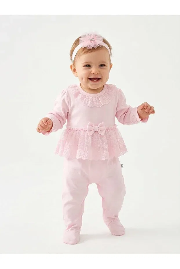Детский комбинезон для девочек кружевной Kids Kingdom, Pink — фото 2