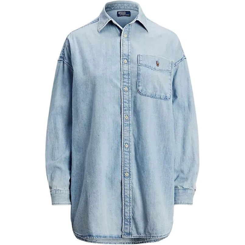 Рубашка свободного кроя больших размеров Polo Ralph Lauren, Light Indigo