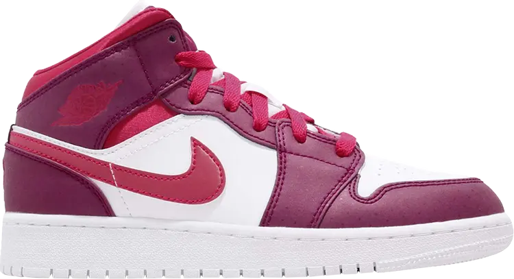 

Кроссовки Air Jordan 1 Mid GS Rush Pink, красный, Красный;фиолетовый, Кроссовки Air Jordan 1 Mid GS Rush Pink, красный