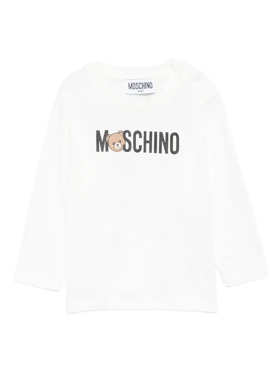 Футболка с длинным рукавом с принтом мишки Moschino, белый