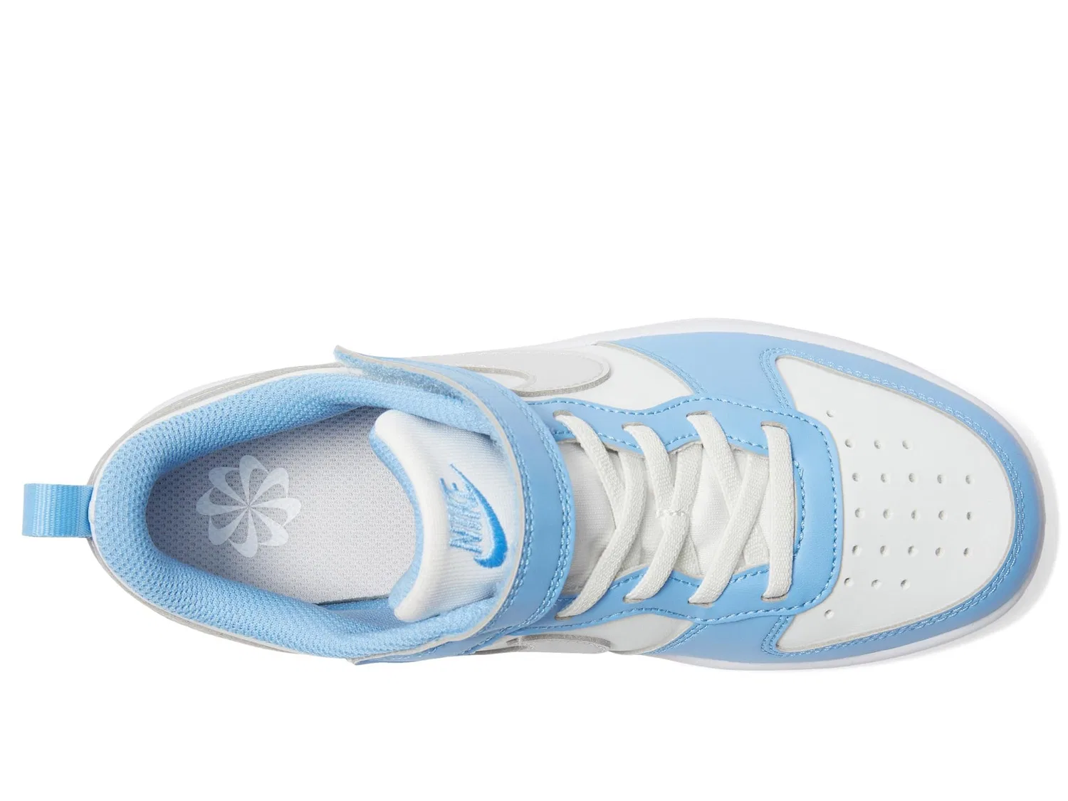Детские кроссовки для мальчиков с замком Court Borough Low Recraft NIKE, Summit White Cobalt Pulse White Vast Grey — фото 3
