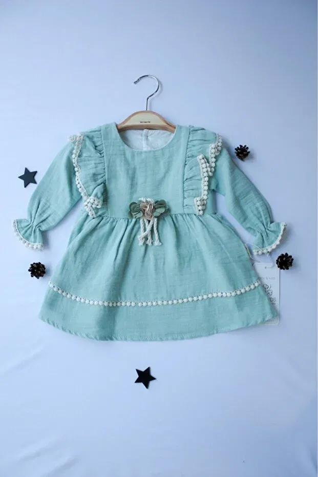 Детское платье для девочек с длинным рукавом Pio Kids, Mint — фото 2