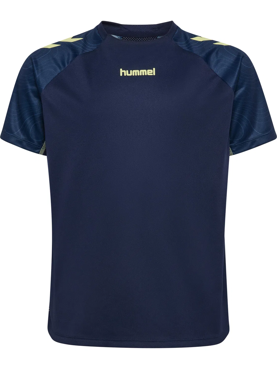 Детская футболка с принтом Hmlblaze Hummel, Midnight Indigo / Lime Green — фото 4