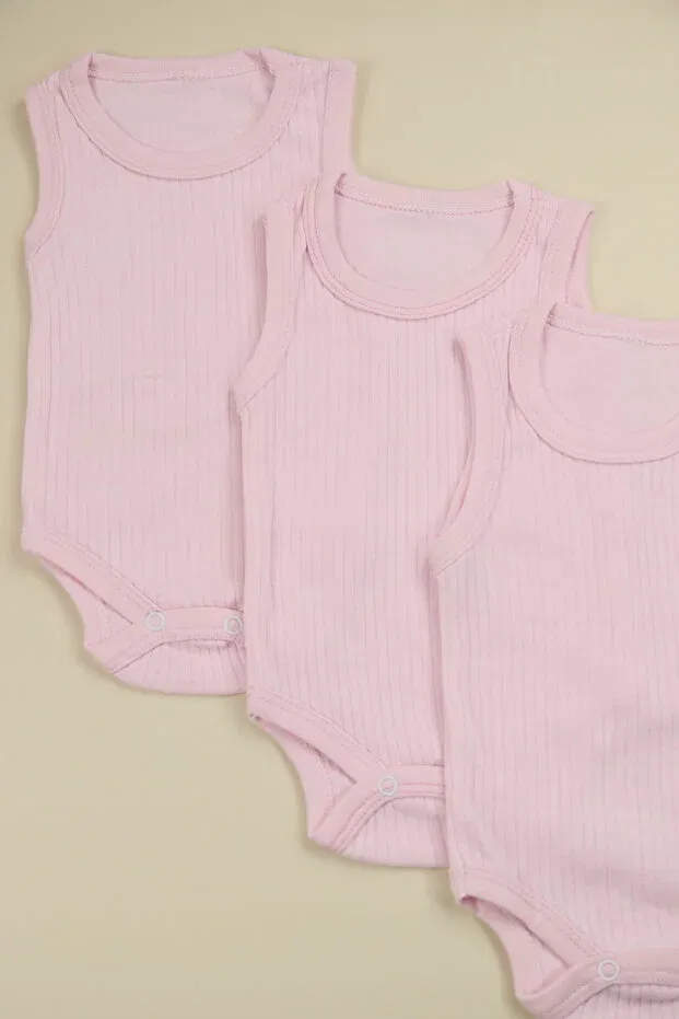 Детское боди для девочек хлопковое 3-комплект Lindakids, Pink — фото 4