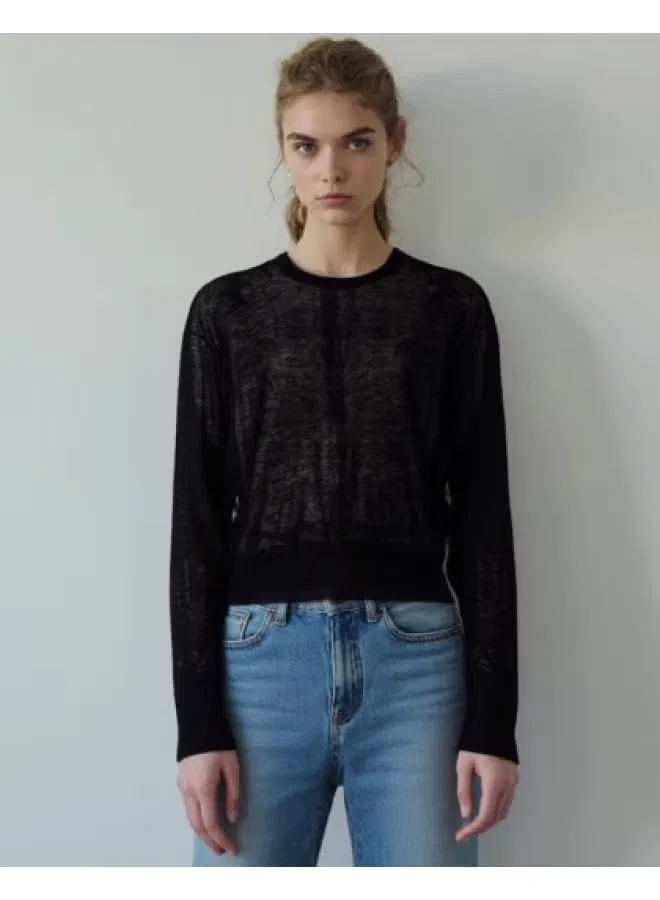 Свитер свободный с круглым выворотом Zara, черный