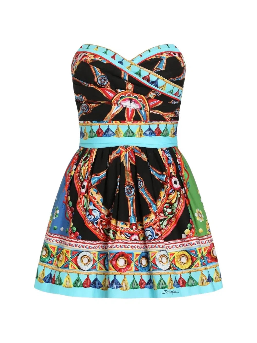 Поплиновое платье с принтом Carretto Dolce & Gabbana, черный